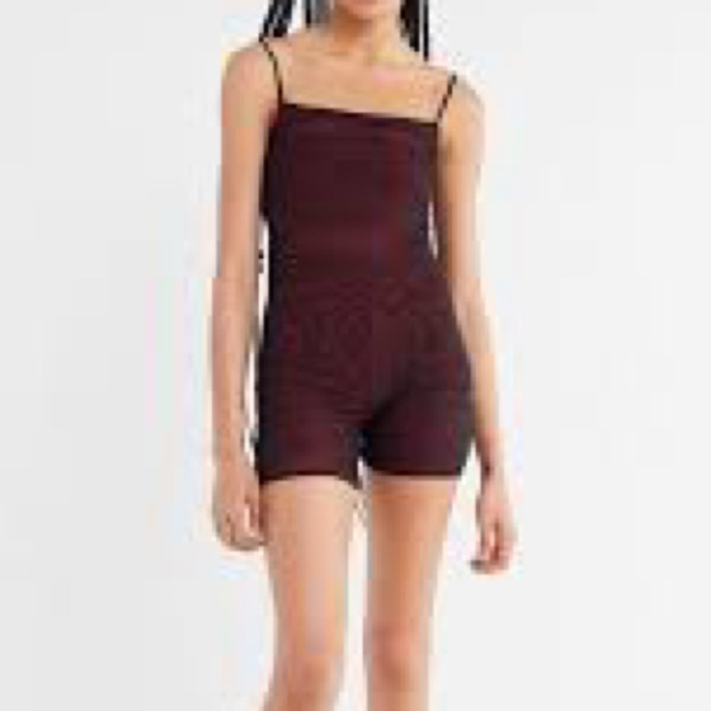 I.AM.GIA Ulric Square Neck Mesh Romper/Playsuit in Red/Black - Size Medium